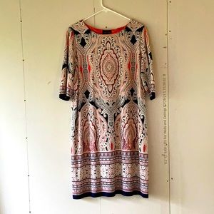 Orange and black Indian print tunic dress